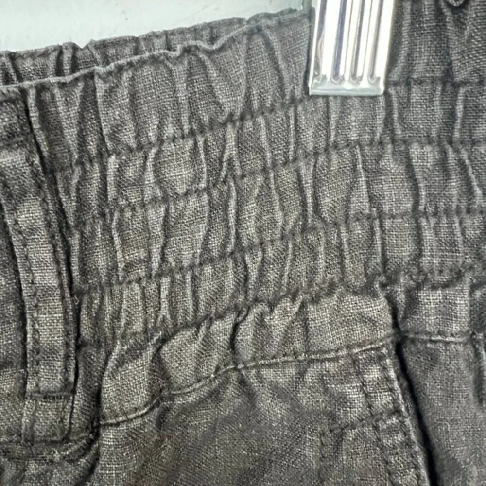 WRAP London Black‎ Linen Cargo Trousers SZ 10 Lagenlook Summer Vacation